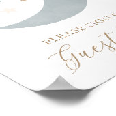 Over the Moon Boy Baby Shower Guest Book Sign ポスター (角)