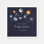 Over The Moon Boy Baby Shower Invite, Space Galaxy スタンダードカクテルナプキン (正面)