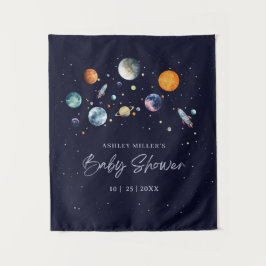 Over The Moon Boy Baby Shower Invite, Space Galaxy タペストリー