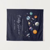 Over The Moon Boy Baby Shower Invite, Space Galaxy タペストリー (正面(横))