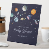 Over The Moon Boy Baby Shower Invite, Space Galaxy 台座サイン (インサイチュ)