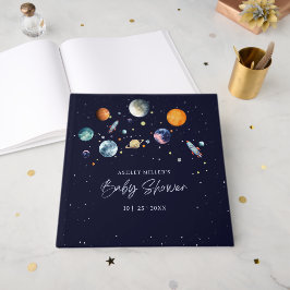 Over The Moon Boy Baby Shower Party Space Galaxy ゲストブック