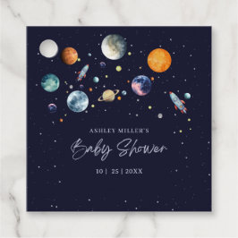 Over The Moon Boy Baby Shower Party Space Galaxy フェイバータグ