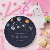 Over The Moon Boy Baby Shower Party Space Galaxy ペーパープレート (パーティー)
