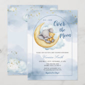 Over The Moon Boy Girl Baby Shower Invitation 招待状 (正面/裏面)