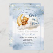 Over The Moon Boy Girl Baby Shower Invitation 招待状 (正面/裏面)