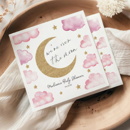 Over The Moon Celestial Pink Clouds Baby Shower スタンダードカクテルナプキン