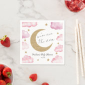 Over The Moon Celestial Pink Clouds Baby Shower スタンダードカクテルナプキン (インサイチュ)