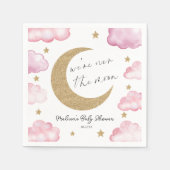 Over The Moon Celestial Pink Clouds Baby Shower スタンダードカクテルナプキン (正面)