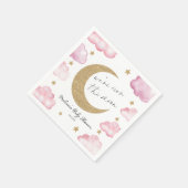 Over The Moon Celestial Pink Clouds Baby Shower スタンダードカクテルナプキン (角)