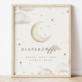 Over the Moon Diaper Raffle Sign ポスター