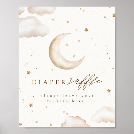 Over the Moon Diaper Raffle Sign ポスター (正面)