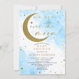 Over the Moon Dreamy Boy Baby Shower招待状 招待状
