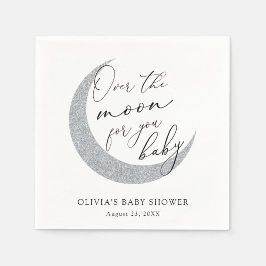Over the Moon for you Baby Shower Napkins スタンダードカクテルナプキン (正面)