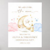 Over the Moon Gender Reveal Party Welcome Poster ポスター (正面)
