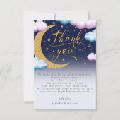 Over the Moon Gender Reveal Thank You サンキューカード (正面)