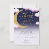 Over the Moon Girl Baby Shower サンキューカード (正面)