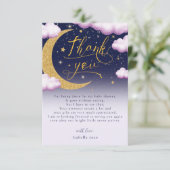 Over the Moon Girl Baby Shower サンキューカード (スタンド正面)