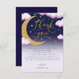 Over the Moon Girl Baby Shower サンキューカード