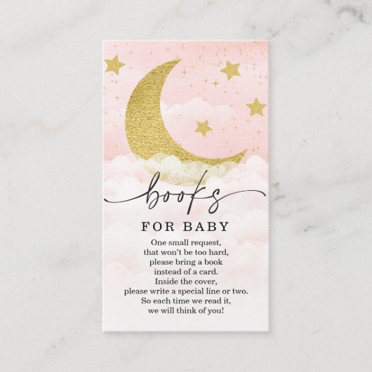 Over The Moon Girl Book Request Baby Shower Card エンクロージャーカード (正面)
