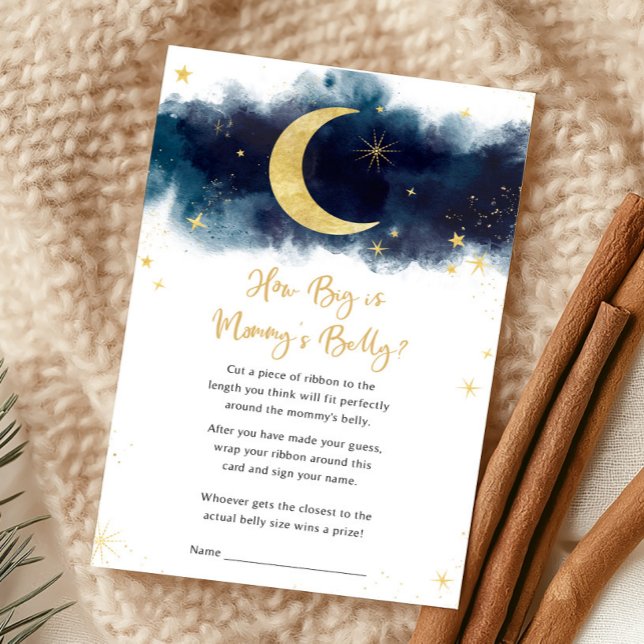 Over the Moon Gold Stars Shower How Big Is Game (Over The Moon Baby Shower Game)