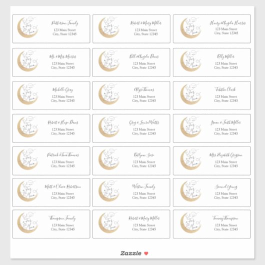 Over the Moon Guest Address Envelopeステッカー シール (シート)