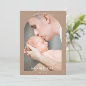 Over the Moon in Love Photo Baby Announcement Card 招待状 (スタンド正面)