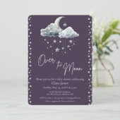 Over the Moon Minimal Gender Neutral Baby Shower 招待状 (スタンド正面)