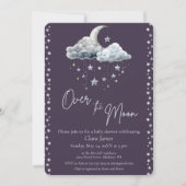 Over the Moon Minimal Gender Neutral Baby Shower 招待状 (正面)