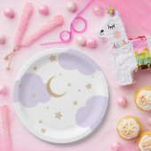 Over the Moon Purple Baby Shower ペーパープレート (パーティー)