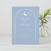 Over the Moon Sky Blue Baby Shower Invitation 招待状 (スタンド正面)