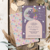 Over the Moon Starsフローララベンダーベビーシャワー 箔招待状