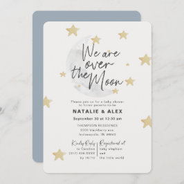 Over The Moon & Stars Boy Baby Shour 招待状