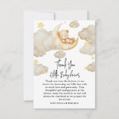 Over The Moon stars Teddy Bear Baby Shower サンキューカード (正面)