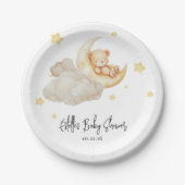 Over The Moon Teddy Bear Baby Shower ペーパープレート (正面)