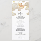 Over The Moon Teddy Bear Baby Shower Menu Card メニュー (正面)