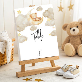 Over The Moon Teddy Bear Baby Shower Table Number  テーブルナンバー