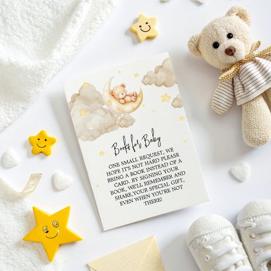 Over The Moon Teddy Bear Books for Baby Shower エンクロージャーカード