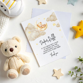 Over The Moon Teddy Bear Diaper Raffle Baby Shower エンクロージャーカード