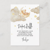 Over The Moon Teddy Bear Diaper Raffle Baby Shower エンクロージャーカード (正面)