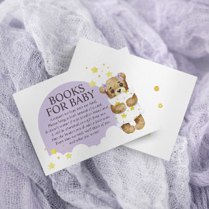 Over The Moon Teddy Bear Lavender Books forベビー エンクロージャーカード