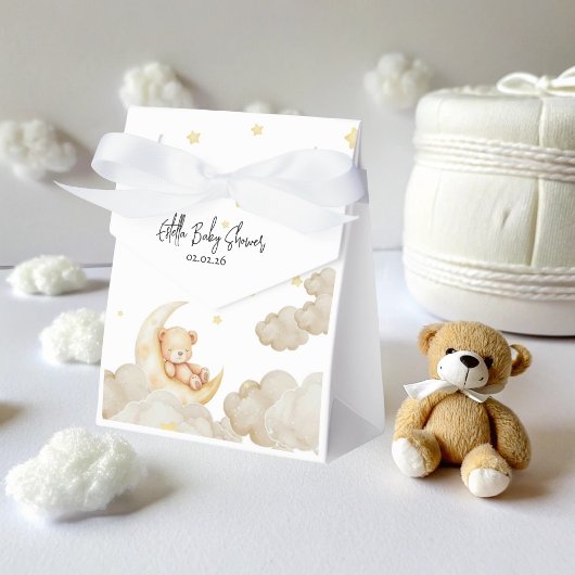 Over The Moon Teddy Bear Stars Baby Shower フェイバーボックス