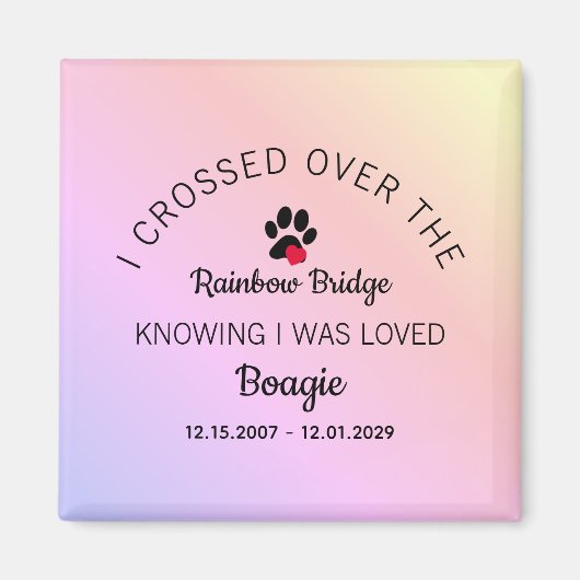 Over The Rainbow Bridge Custom Pet Memorial マグネット (正面)