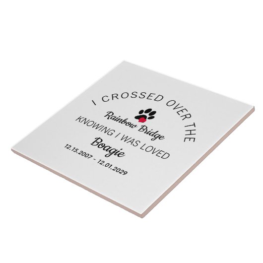 Over The Rainbow Bridge Custom White Pet Memorial タイル (側面)