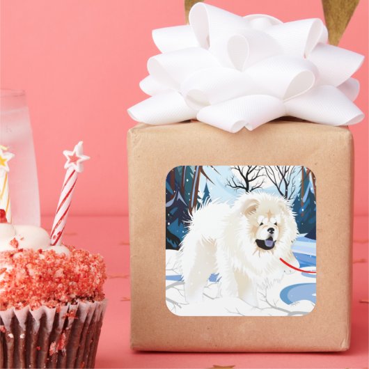 OVER THE RIVER Cream Chowスタンプ2サイズ スクエアシール (パーティー)