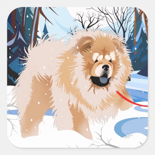 OVER THE RIVER Red Chowスタンプ2サイズ スクエアシール (正面)