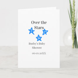 Over the Stars blue gray baby shower name date ele カード