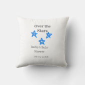 Over the Stars blue gray baby shower name date ele クッション (裏面)