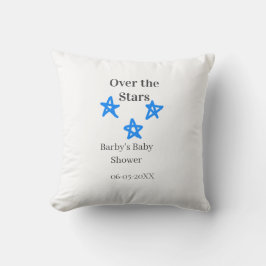 Over the Stars blue gray baby shower name date ele クッション