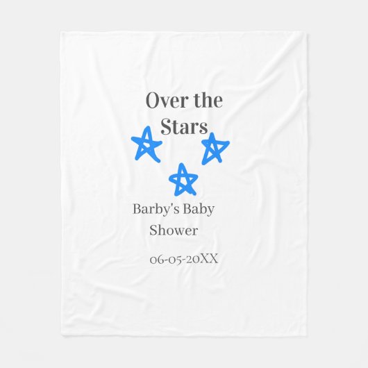 Over the Stars blue gray baby shower name date ele フリースブランケット (正面)